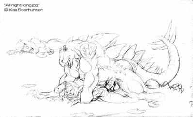 All Night Long
art by kaa
Keywords: dinosaur;theropod;raptor;deinonychus;ankylosaurus;male;anthro;M/M;from_behind;anal;kaa