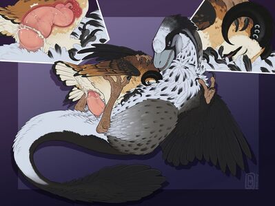 Bubos and Raptor
art by KaasNacho
Keywords: dinosaur;theropod;raptor;avian;bird;male;female;feral;M/F;penis;cowgirl;cloacal_penetration;internal;spooge;KaasNacho