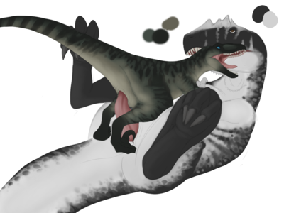 Giganotosaurus and Utahraptor Mating
art by kaliber
Keywords: videogame;the_isle;dinosaur;theropod;raptor;utahraptor;giganotosaurus;male;female;feral;M/F;penis;cowgirl;cloacal_penetration;kaliber