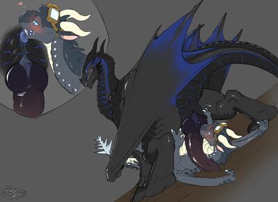 Don't Just Gawk (Wings_of_Fire)
art by kaptcha or benji
Keywords: wings_of_fire;nightwing;icewing;hybrid;dragon;male;feral;M/M;penis;69;oral;anal;rimjob;closeup;kaptcha