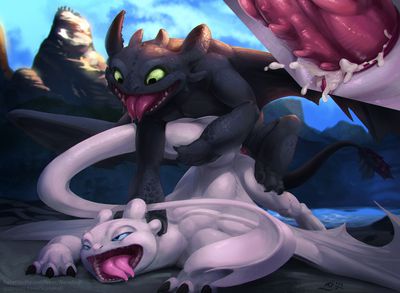 Making a Twilight
art by karukuji
Keywords: how_to_train_your_dragon;httyd;night_fury;dragon;dragoness;toothless;nubless;male;female;anthro;M/F;penis;from_behind;vaginal_penetration;closeup;spooge;karukuji