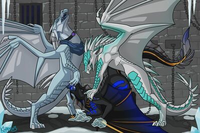 Icewing Spitroast (Wings_of_Fire)
art by khaden3
Keywords: wings_of_fire;icewing;seawing;hybrid;dragon;male;feral;M/M;bondage;threeway;spitroast;penis;from_behind;anal;oral;khaden3