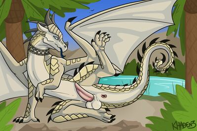 Oasis (Wings_of_Fire)
art by khaden3
Keywords: wings_of_fire;sandwing;dragon;male;feral;solo;penis;presenting;khaden3