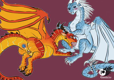 Skywing and Icewing (Wings_of_Fire)
art by KhaoticInterests
Keywords: wings_of_fire;skywing;icewing;dragon;dragoness;male;female;feral;M/F;penis;vagina;oral;spooge;KhaoticInterests
