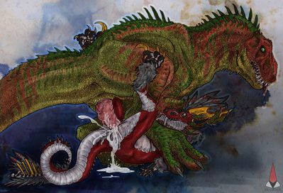 Allosaur Sex
art by killveous
Keywords: dinosaur;theropod;allosaurus;dragon;male;female;feral;M/F;penis;missionary;vaginal_penetration;spooge;killveous