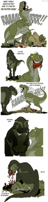 King of the Idiots
art by isismasshiro
Keywords: comic;dinosaur;theropod;tyrannosaurus_rex;trex;hadrosaur;feral;humor;non-adult;isismasshiro