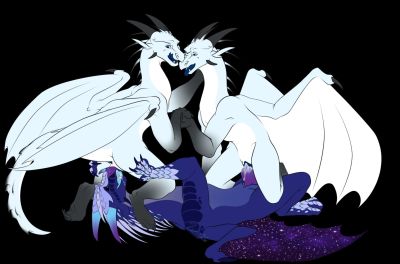 Galaxy and the Icewing Twins 2 (Wings_of_Fire)
art by king_quince
Keywords: wings_of_fire;nightwing;icewing;hybrid;dragon;dragoness;male;female;feral;M/F;spitroast;penis;cowgirl;vaginal_penetration;oral;spooge;king_quince