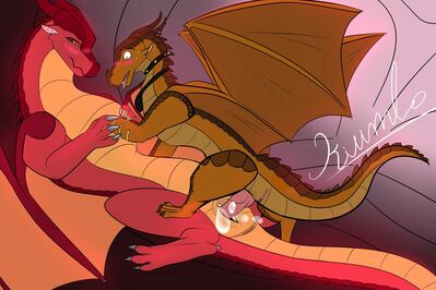 Kestrel and Soar (Wings_of_Fire)
art by kiumba
Keywords: wings_of_fire;skywing;kestrel;dragon;dragoness;male;female;feral;M/F;penis;missionary;vaginal_penetration;spooge;kiumba