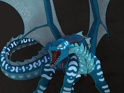 Tsunami (Wings_of_Fire)
art by kleowolfy
Keywords: wings_of_fire;seawing;tsunami;dragoness;female;feral;non-adult;kleowolfy