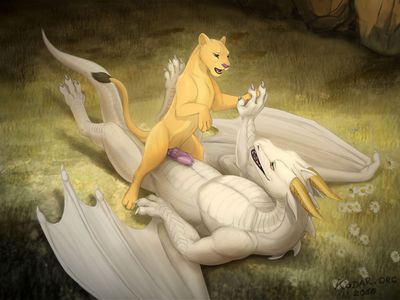 White Dragon and Lioness
art by kodardragon
Keywords: dragon;furry;feline;lioness;male;female;feral;M/F;penis;cowgirl;masturbation;spooge;kodardragon