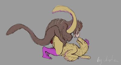 Raptors Mating
art by kommunist_asta
Keywords: dinosaur;theropod;raptor;male;female;feral;M/F;penis;from_behind;cloacal_penetration;spooge;kommunist_asta