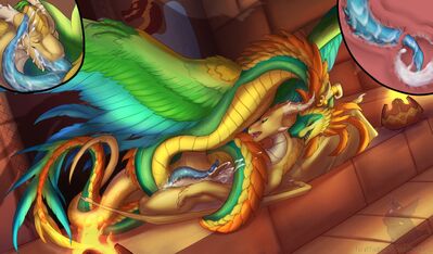 Quetzalcoatl Mating
art by kuribon
Keywords: dragon;dragoness;quetzalcoatl;male;female;feral;M/F;penis;hemipenis;missionary;vaginal_penetration;oral;closeup;ejaculation;spooge;kuribon