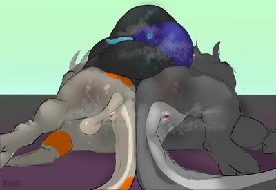 Ashe and Kyain (Wings_of_Fire)
art by kyain
Keywords: wings_of_fire;mudwing;dragon;male;feral;M/M;penis;from_behind;anal;spooge;kyain