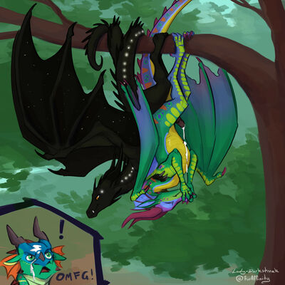 Forest Glory (Wings_of_Fire)
art by lady-darkstreak
Keywords: wings_of_fire;rainwing;nightwing;glory;deathbringer;dragon;dragoness;male;female;feral;M/F;penis;from_behind;masturbation;ejaculation;spooge;lady-darkstreak