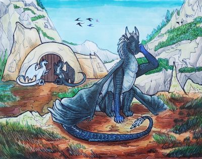 Whiteout (Wings_of_Fire)
art by laweema
Keywords: wings_of_fire;icewing;nightwing;hybrid;prince_arctic;foeslayer;whiteout;dragon;dragoness;male;female;feral;non-adult;laweema