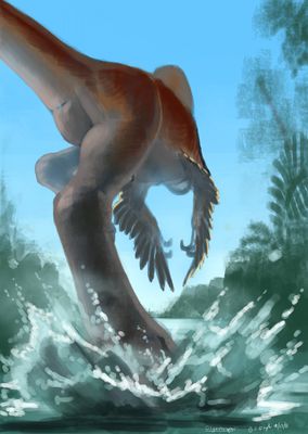 Gigantoraptor
art by leccathufurvicael
Keywords: dinosaur;theropod;raptor;gigantoraptor;feral;solo;cloaca;leccathufurvicael