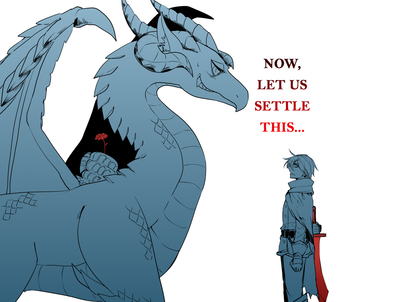 Let Us Settle This
art by sanzo
Keywords: dragoness;feral;female;human;man;male;humor;non-adult;sanzo