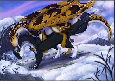 Staying Warm
art by liluay
Keywords: dragon;dragoness;male;female;feral;M/F;from_behind;suggestive;liluay