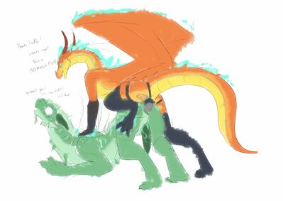 Turtle and Peril (Wings_of_Fire)
art by litledragon
Keywords: wings_of_fire;seawing;skywing;turtle;peril;dragon;dragoness;male;female;feral;M/F;penis;dildo;strapon;from_behind;anal;masturbation;litledragon