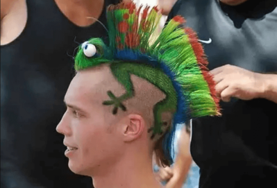 unknown creator
Keywords: lizard;hairstyle;mohawk;human;man;male;solo;humor;non-adult