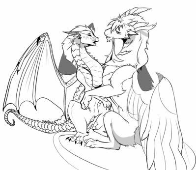 Sunny Tailplay (Wings_of_Fire)
art by lonpo
Keywords: wings_of_fire;sandwing;nightwing;hybrid;sunny;dragon;dragoness;female;feral;M/F;vagina;tailplay;masturbation;vaginal_peneration;lonpo