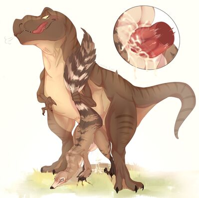 Rex and Utah
art by loonieloo
Keywords: dinosaur;theropod;tyrannosaurus_rex;trex;raptor;utahraptor;male;female;feral;M/F;penis;from_behind;vaginal_penetration;closeup;spooge;loonieloo