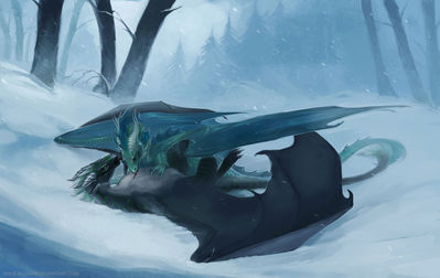 Lounging in the Snow
art by allagar
Keywords: dragon;wyvern;feral;non-adult;allagar