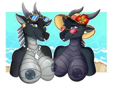 Clearsight and Listener (Wings_of_Fire)
art by lunula
Keywords: wings_of_fire;nightwing;clearsight;listener;dragoness;female;anthro;breasts;solo;suggestive;lunula