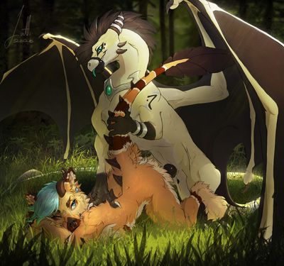 Forest Mount
art by lutti
Keywords: dragon;dragoness;furry;hybrid;male;female;feral;anthro;M/F;penis;from_behind;suggestive;lutti