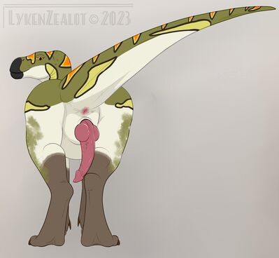 Iguanodon
art by lykenzealot
Keywords: dinosaur;hadrosaur;iguanodon;male;feral;solo;penis;lykenzealot