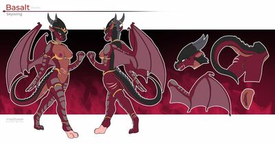 Anthro Basalt alt (Wings_of_Fire)
art by madbeak
Keywords: wings_of_fire;skywing;dragoness;female;anthro;breasts;solo;vagina;closeup;reference;madbeak