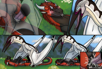 Felkin and Pterodactyl, page 3
art by meloneni
Keywords: comic;dragon;felkin;dinosaur;pterodactyl;male;feral;M/M;penis;missionary;anal;spooge;closeup;meloneni