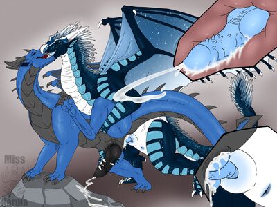 Syrazor and Nightfrost Having Sex (Wings_of_Fire)
art by misskarma
Keywords: wings_of_fire;icewing;nightwing;hybrid;syrazor;dragon;male;feral;M/M;penis;from_behind;anal;closeup;internal;ejaculation;spooge;misskarma