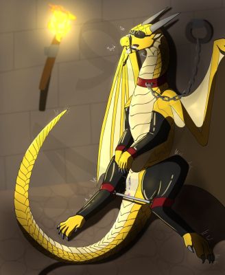 Bound Venom (Wings_of_Fire)
art by MisterLuK
Keywords: wings_of_fire;rainwing;hybrid;dragoness;female;feral;solo;vagina;bondage;spooge;MisterLuK
