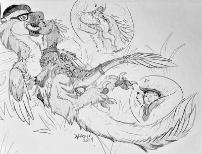 Raptors Having Sex
art by mizuki-cho
Keywords: dinosaur;theropod;raptor;utahraptor;deinonychus;male;female;feral;M/F;penis;cowgirl;cloacal_penetration;closeup;spooge;mizuki-cho