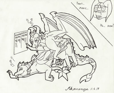 Overdrive
art by mkananoja
Keywords: dragon;dragoness;male;female;feral;M/F;from_behind;humor;mkananoja