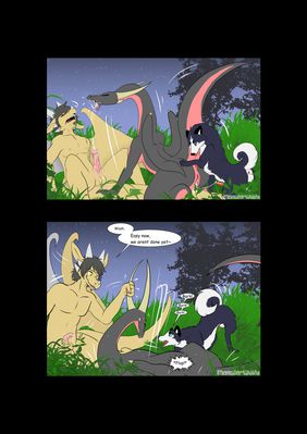Dragons and Puppers p3
art by monsterwaifu
Keywords: comic;dragon;dragoness;furry;canine;dog;male;female;feral;anthro;breasts;M/F;threeway;spitroast;penis;vagina;from_behind;oral;spooge;monsterwaifu