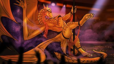 Dusk Song
art by moonski
Keywords: dragoness;female;feral;solo;vagina;poledance;moonski