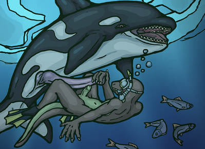 Underwater
art by musorok
Keywords: lizard;furry;cetacean;orca;male;feral;anthro;M/M;penis;masturbation;musorok