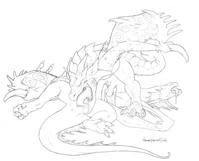Rathalos and Rathian
art by necrodrone13
Keywords: videogame;monster_hunter;dragon;dragoness;wyvern;rathalos;rathian;male;female;feral;M/F;vagina;oral;necrodrone13