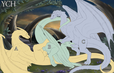 Be A Good Dragon
art by nira_the_dark
Keywords: dragon;dragoness;male;female;feral;M/F;threeway;spitroast;penis;reverse_cowgirl;vaginal_penetration;oral;nira_the_dark
