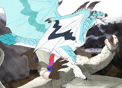 Under Rathalos
art by northernironbelly
Keywords: videogame;monster_hunter;dragon;wyvern;rathalos;male;feral;M/M;penis;cowgirl;anal;northernironbelly