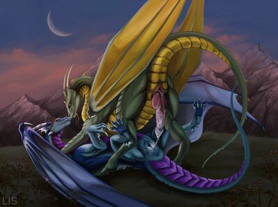 Freshly Filled Rainwing (Wings_of_Fire)
art by nsst
Keywords: wings_of_fire;rainwing;dragon;dragoness;male;female;feral;M/F;penis;vagina;missionary;suggestive;spooge;nsst