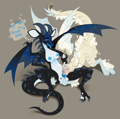 Selene and Vellichor (Wings_of_Fire)
art by olive_cow
Keywords: wings_of_fire;nightwing;gaia_mission;dragoness;female;feral;anthro;breasts;lesbian;vagina;oral;spooge;olive_cow