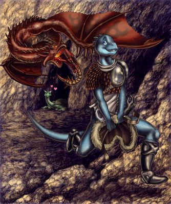 Dragon's Layer
art by orangebluez
Keywords: dragon;dragoness;wyvern;male;female;feral;anthro;M/F;suggestive;humor;orangebluez