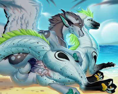 Hunter and Yoneko
art by orca24a
Keywords: dragon;dragoness;male;female;feral;M/F;penis;hemipenis;spoons;vaginal_penetration;spooge;beach;orca24a