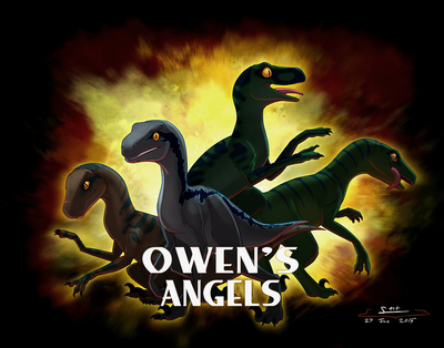 Owen's Angels
art by mr-stot
Keywords: jurassic_world;dinosaur;theropod;raptor;deinonychus;blue;charlie;echo;delta;female;feral;non-adult;mr-stot