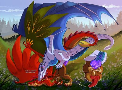 Caught
art by owishka
Keywords: dragon;wyvern;male;feral;M/M;penis;from_behind;anal;closeup;spooge;owishka