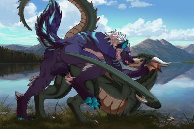 At The Lake
art by owl_light
Keywords: dragoness;furry;canine;wolf;male;female;feral;M/F;penis;from_behind;vaginal_penetration;owl_light
