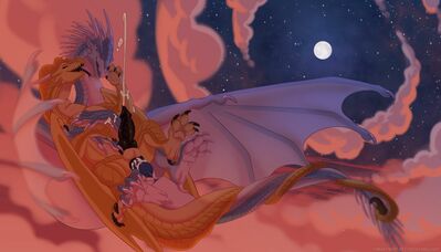 Messy Mating Flight (Wings_of_Fire)
art by owl_light
Keywords: wings_of_fire;icewing;sandwing;winter;qibli;dragon;male;feral;M/M;penis;from_behind;anal;ejaculation;spooge;owl_light